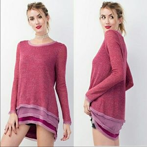 CLASSIC CHIC CHIFFON SWEATER TOP, PINK